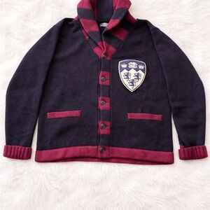 Vintage Polo by Ralph Lauren Navy and Burgundy Cardigan